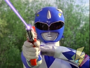 Blue Ranger fires his Blade Blaster