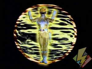 Yellow Ranger activating Metallic Armor
